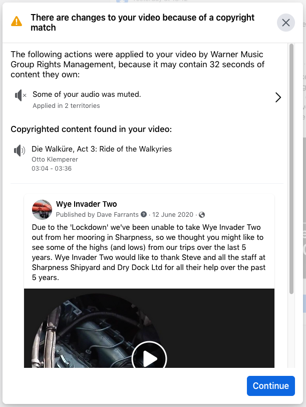 Facebook error message